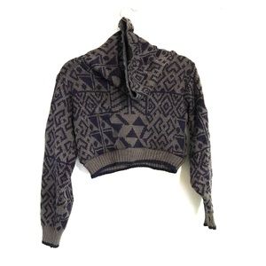 Cropped cowl neck sweater