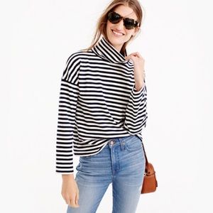 J Crew mock neck striped top