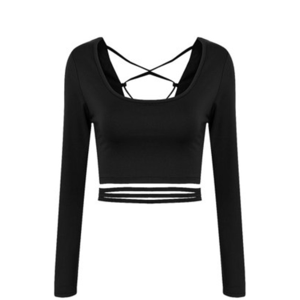 Black Lace Up Crop Top
