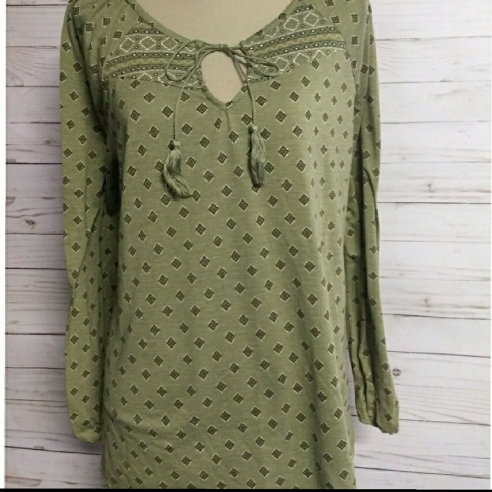 Sage green tie neck pullover
