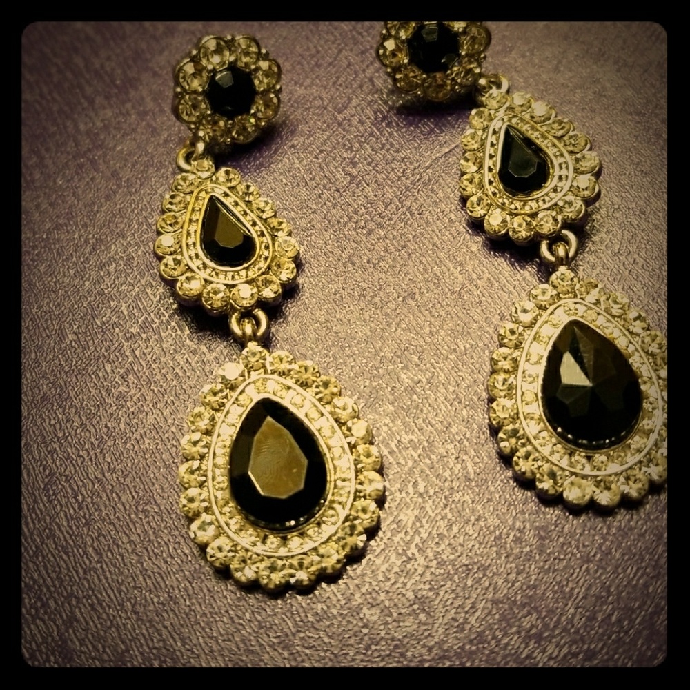 Silver & Onyx Diamond earrings