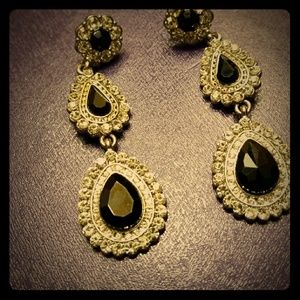 Silver & Onyx Diamond earrings