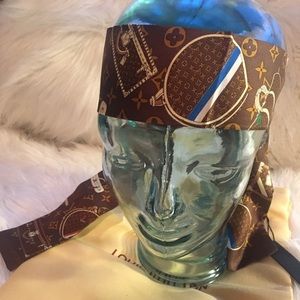 Headband Scarf LV Brown Logo