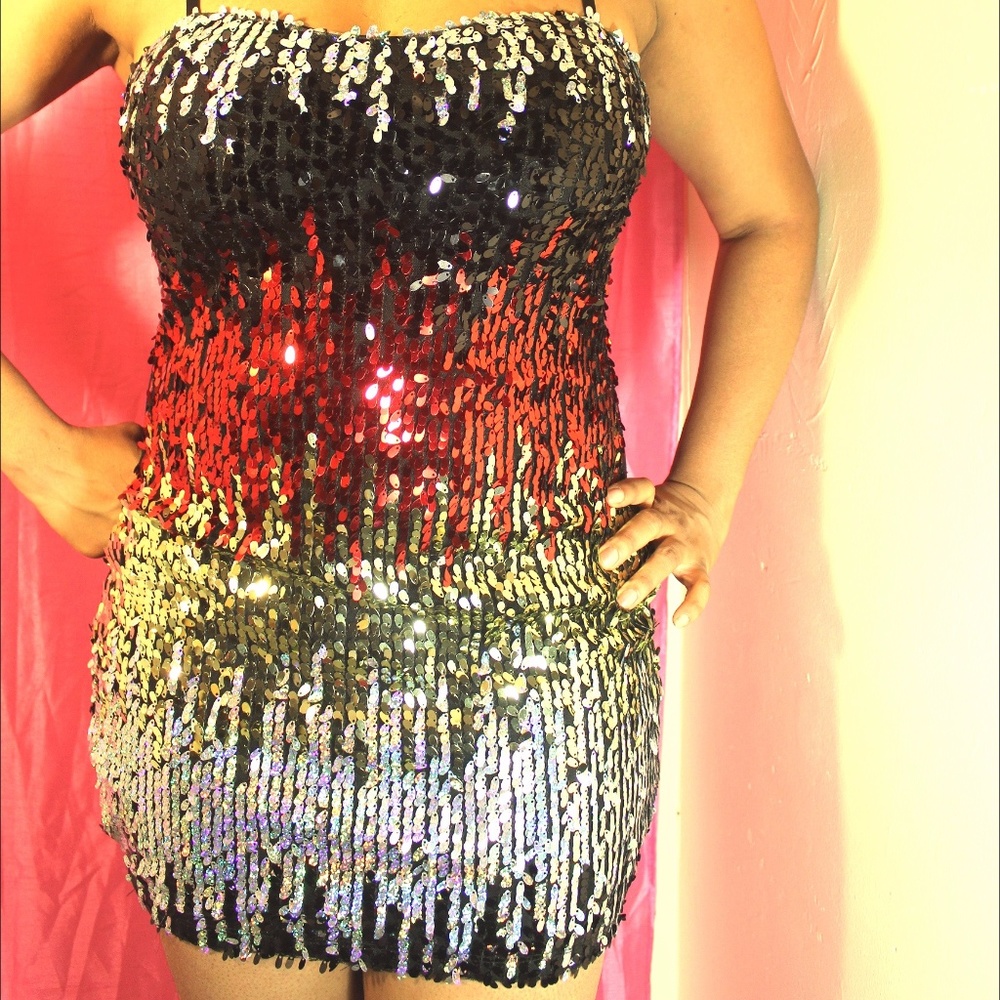 O'Linda Fire Sequin Party dress