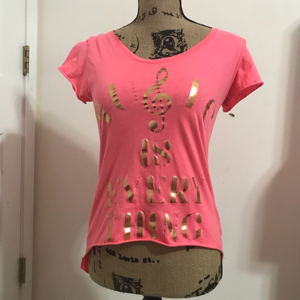 Gold Music is everything pink shirt