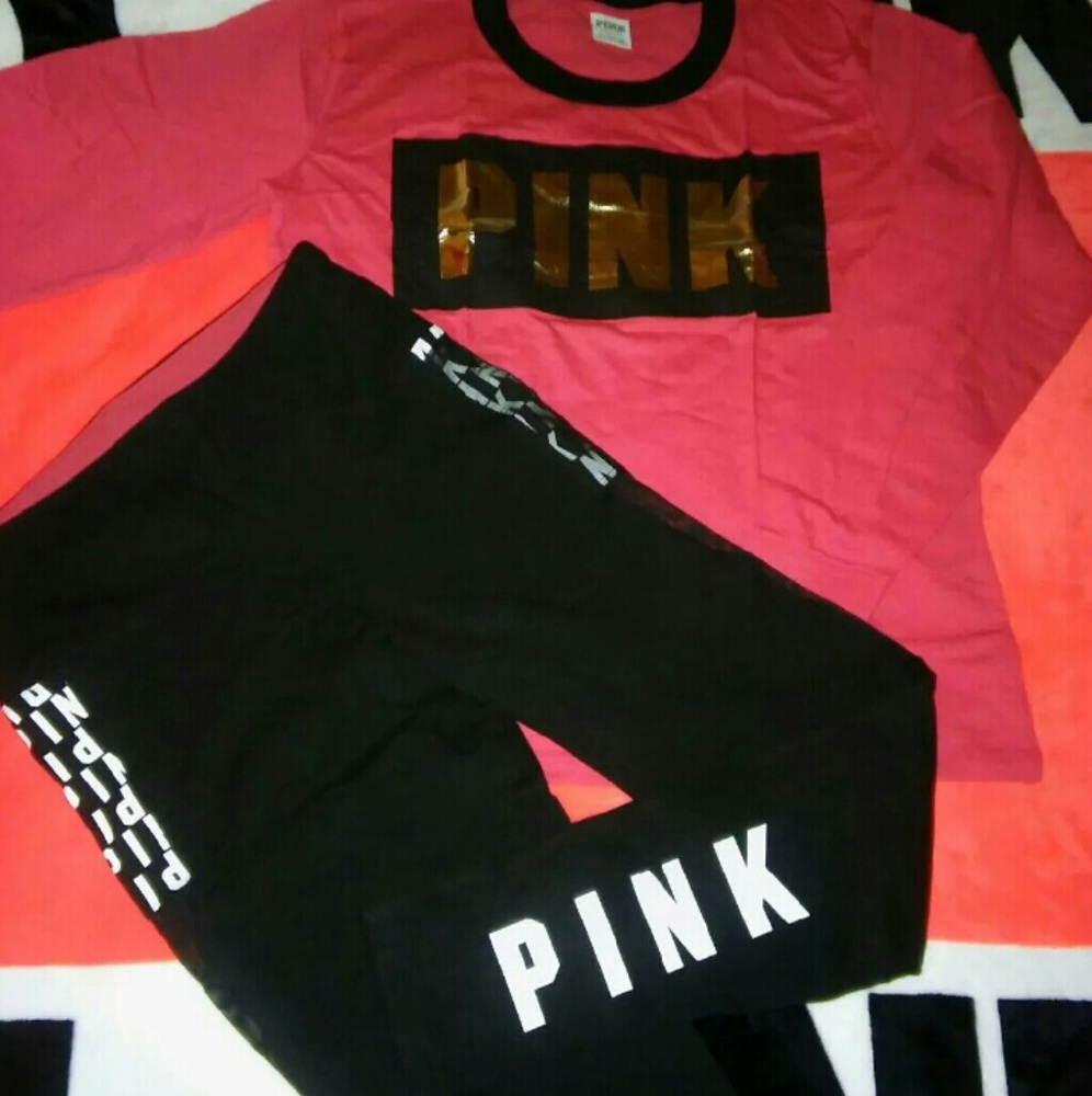 🎀SOLD! On Ⓜ🎀 2pc VS PINK OUTFIT LEGGING & TEE