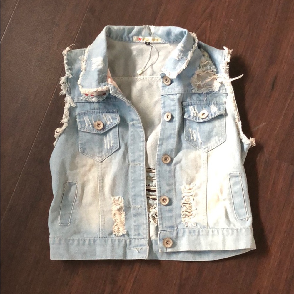 Nordstrom Denim Vest, Blue Vest, Distressed Vest