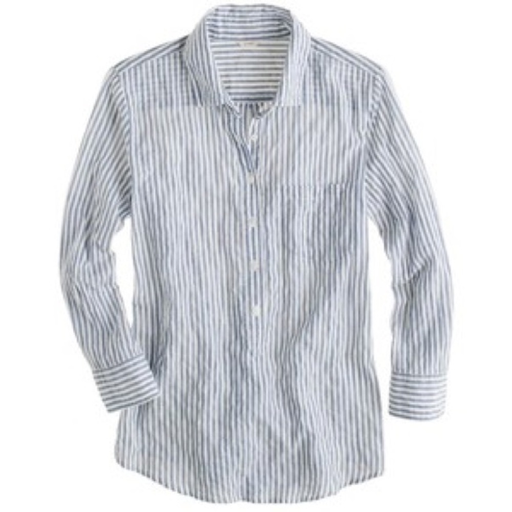 J. Crew camp popover shirt in navy stripe