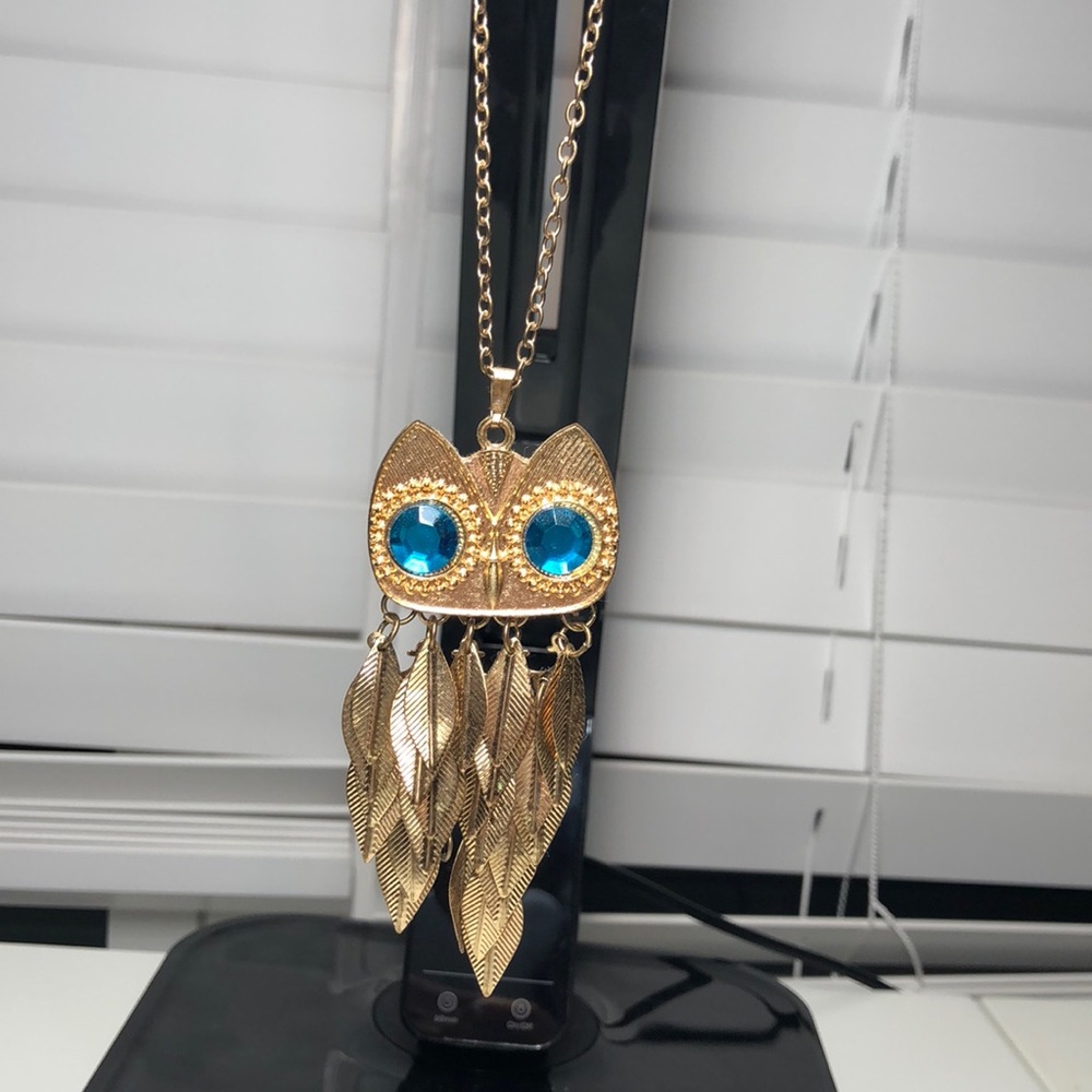 Gold owl necklace