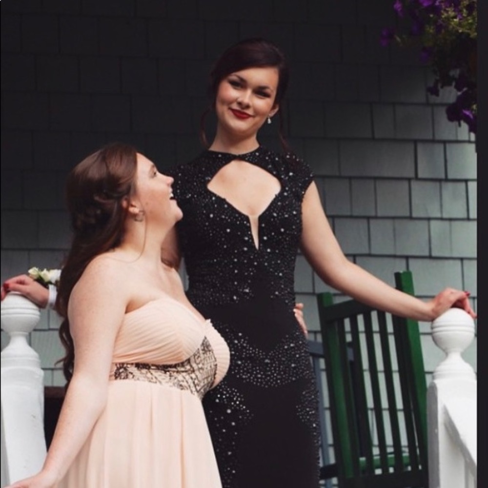 Black hand beaded formal gown