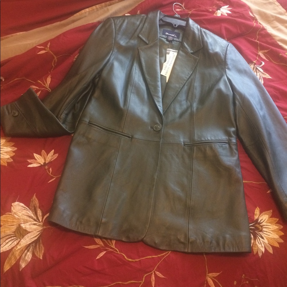 Hunter green leather blazer
