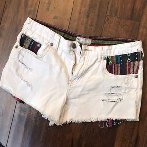 Free People White Boyfriend Shorts