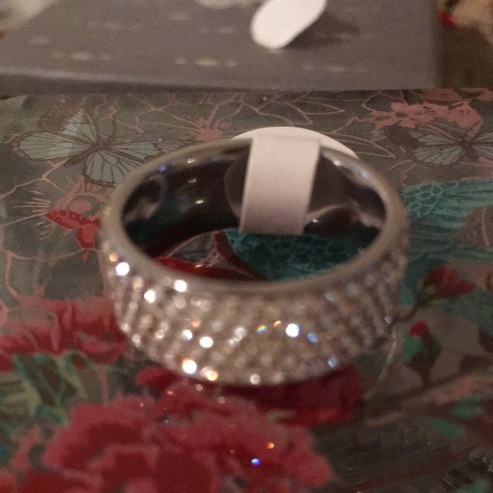 Stainless Steel Crystal Ring.
