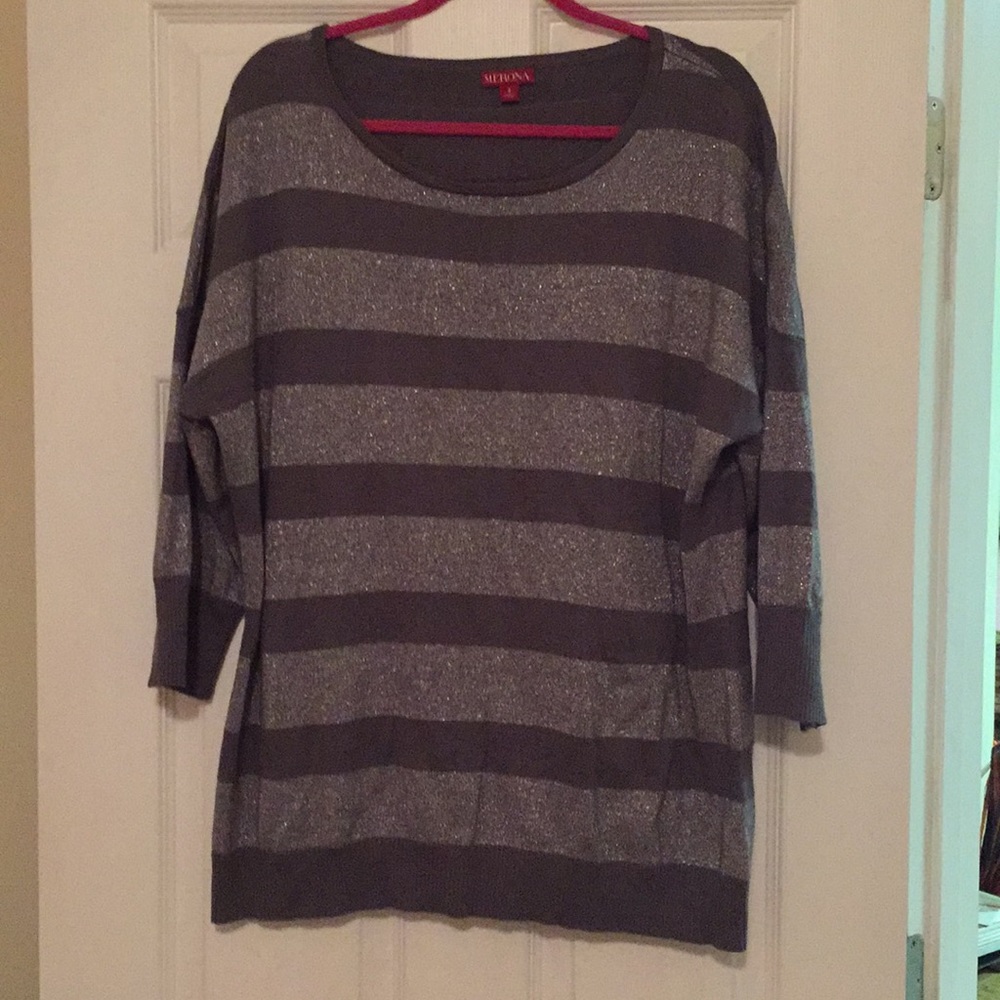 Loose, striped, slightly glittery sweater