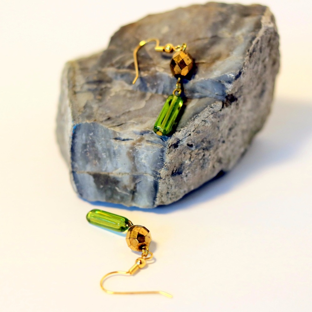 Emerald Drop Earrings with Vintage Accents