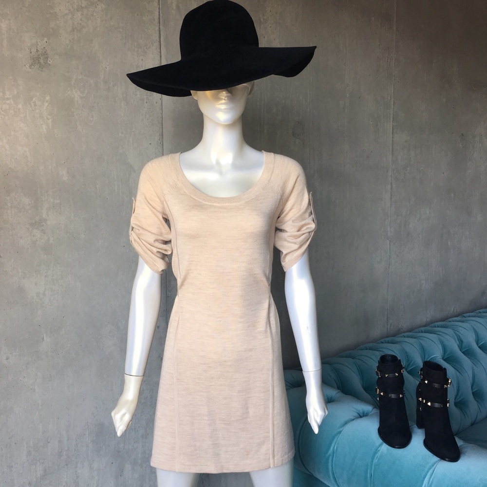 EUC BCBGMaxAzria Sweater Tunic Dress, Beige, S