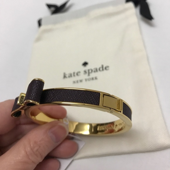 Kate Spade Mahogany Hinged Leather Bangle - Picture 7 of 8