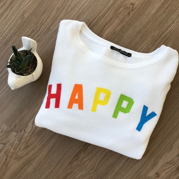 SOLD Wildfox HAPPY Baggy Beach Jumper Sweatshirt - Picture 4 of 8