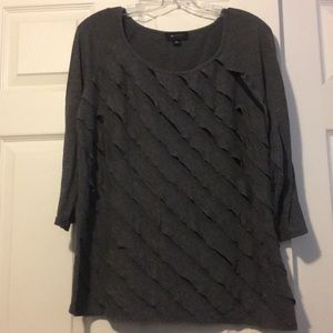 Grey and black ruffle blouse