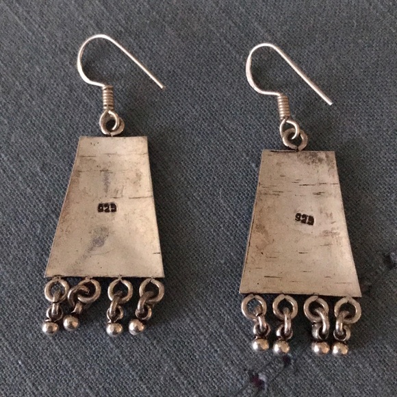 Sterling Silver 925 Flower Dangle Hook Earrings - Picture 3 of 3