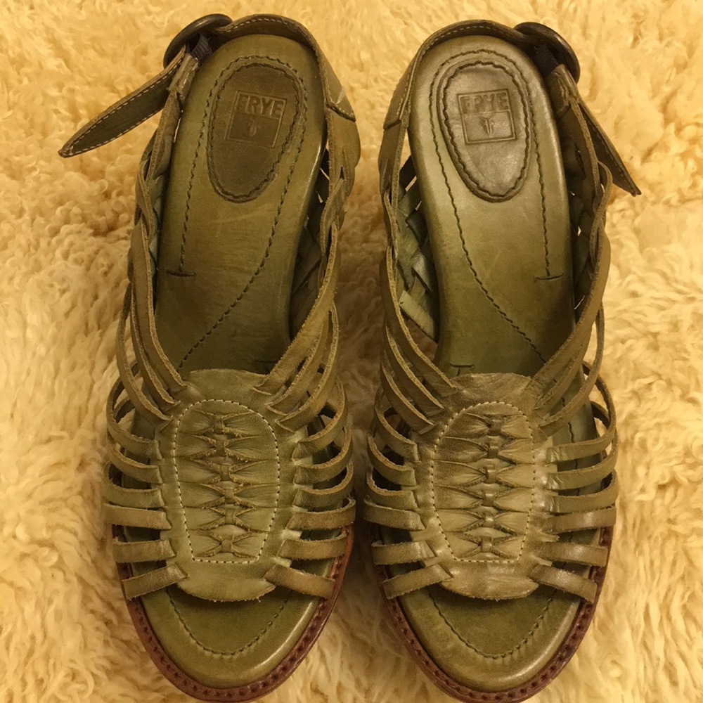 Frye wooden leather sandals
