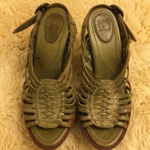 Frye wooden leather sandals