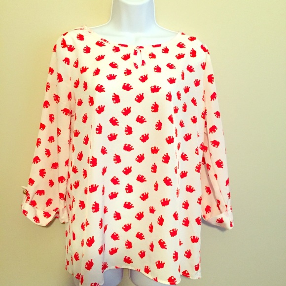 Tops - Adorable Elephant Print Blouse