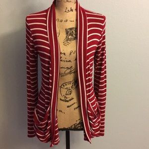 Red and white striped cardigan