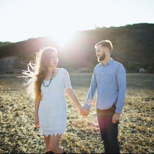 White Boho Lace Dress with Sleeves