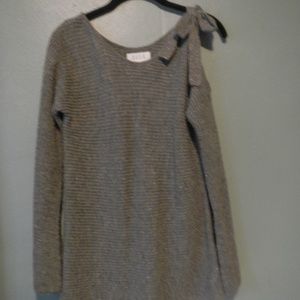 Gorgeous gray/silver one shoulder tie sweater