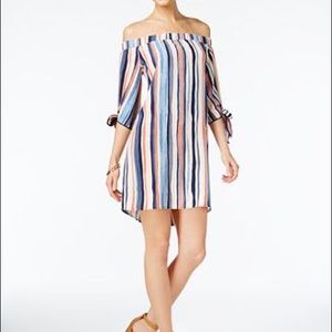 Bar III Multi Colored Off the Shoulder Shift Dress