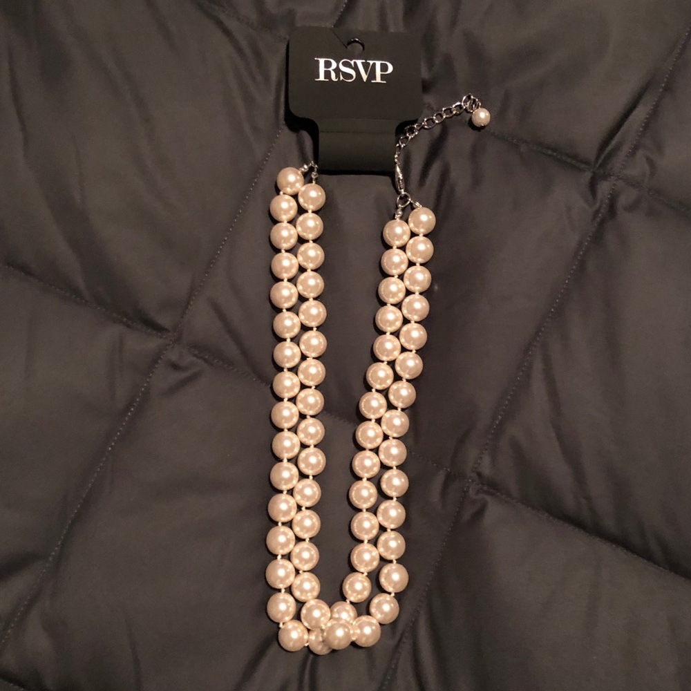 NWT.  2 strand faux pearl choker with 4” extender.
