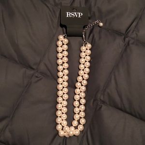 NWT.  2 strand faux pearl choker with 4” extender.
