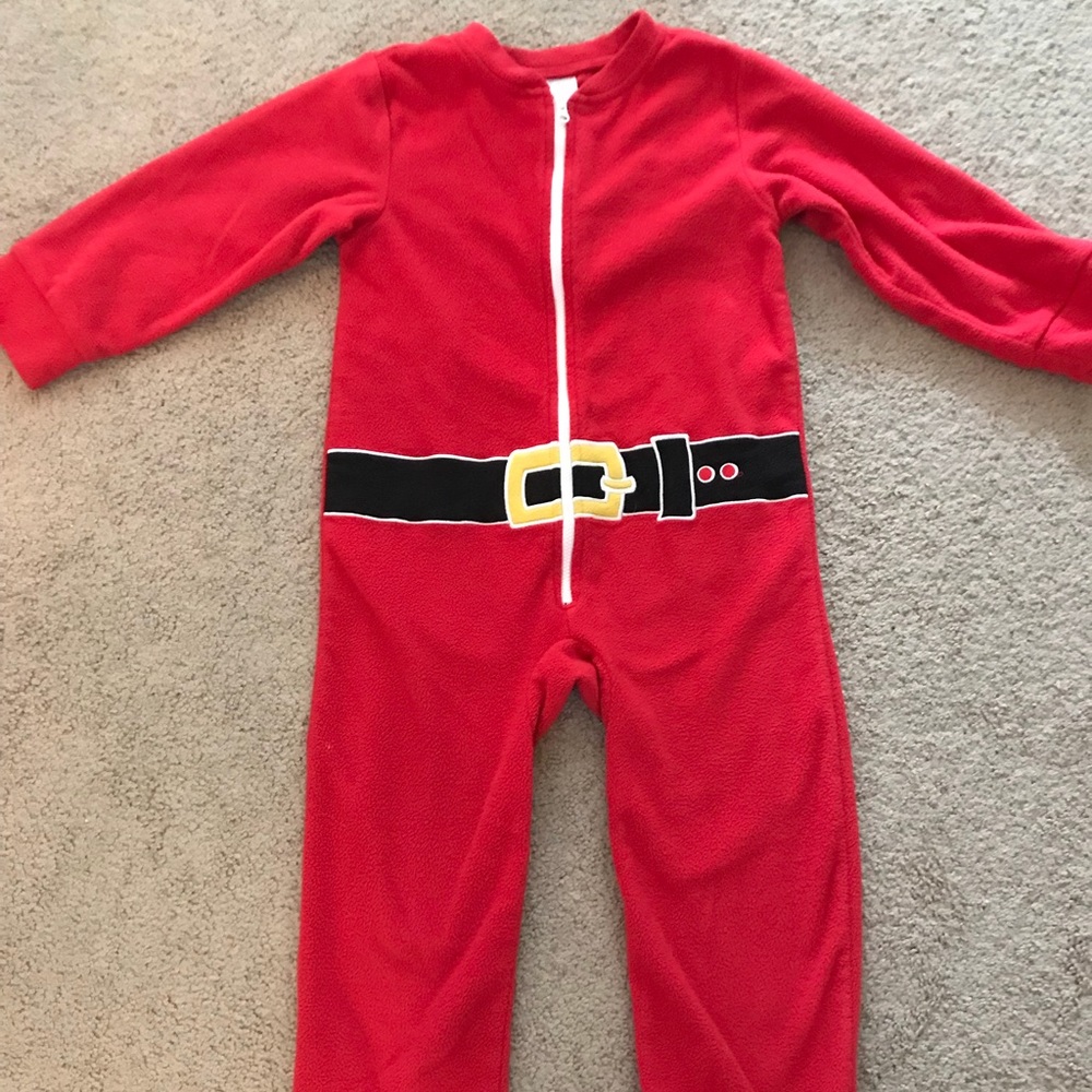 Kids fleece Santa pajamas.