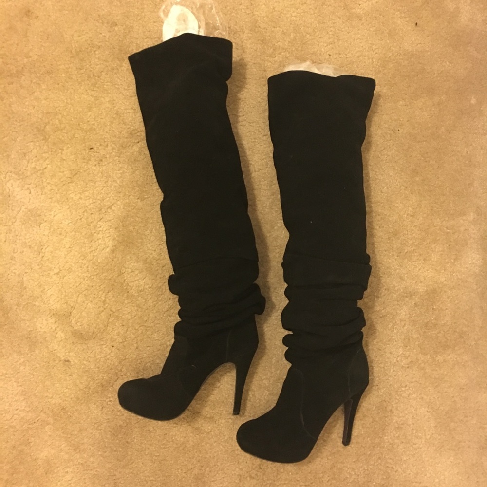 Suede Over the Knee Slouchy Boots