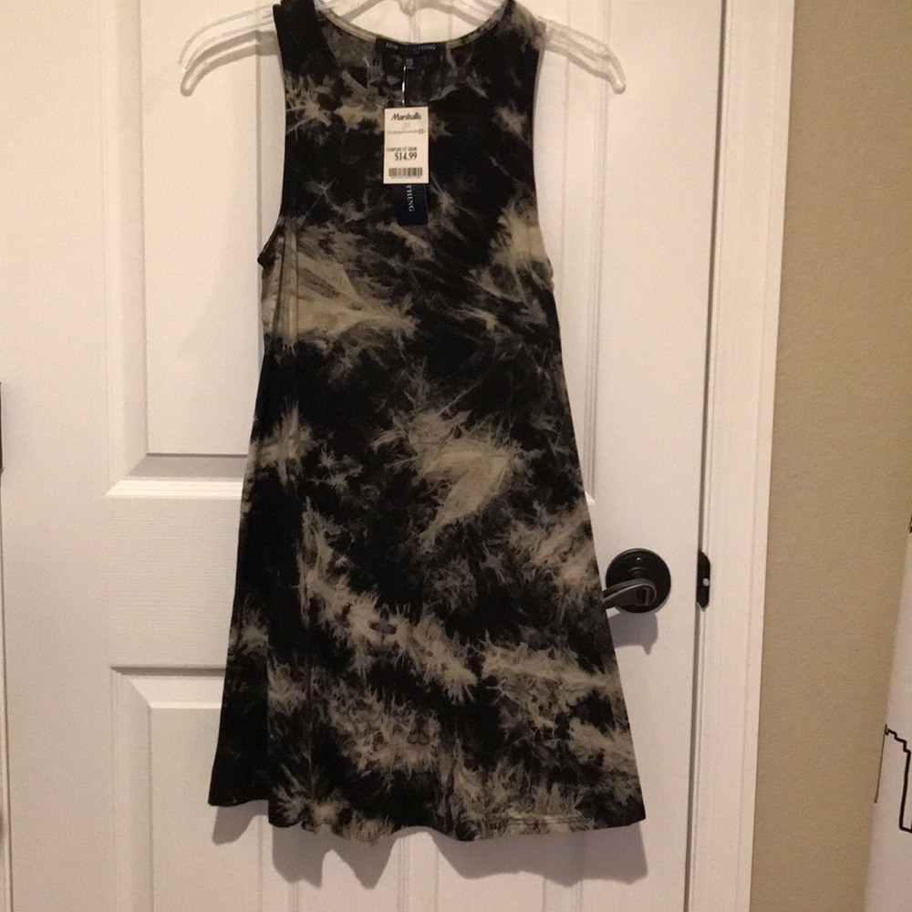Black tie dye designed casual dress