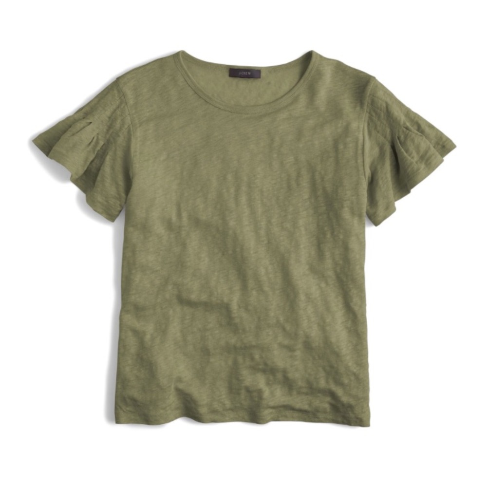 J. CREW LINEN FLUTTER SLEEVE