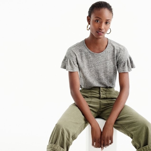 J. CREW LINEN FLUTTER SLEEVE - Picture 2 of 5