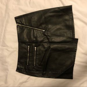 H&M Black Faux Leather Motorcycle Skirt