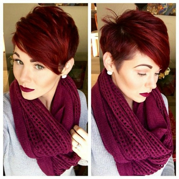 Red Beauty Short Wig Human Hair Blend