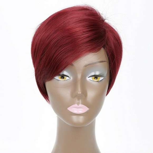 Red Beauty Short Wig Human Hair Blend main image 5