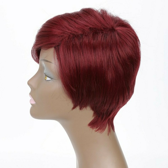 Red Beauty Short Wig Human Hair Blend