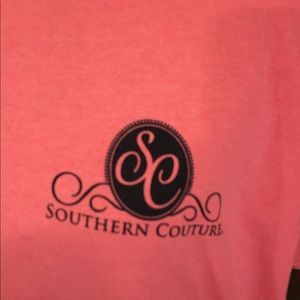 Southern Couture hot pink short sleeve shirt  sz L