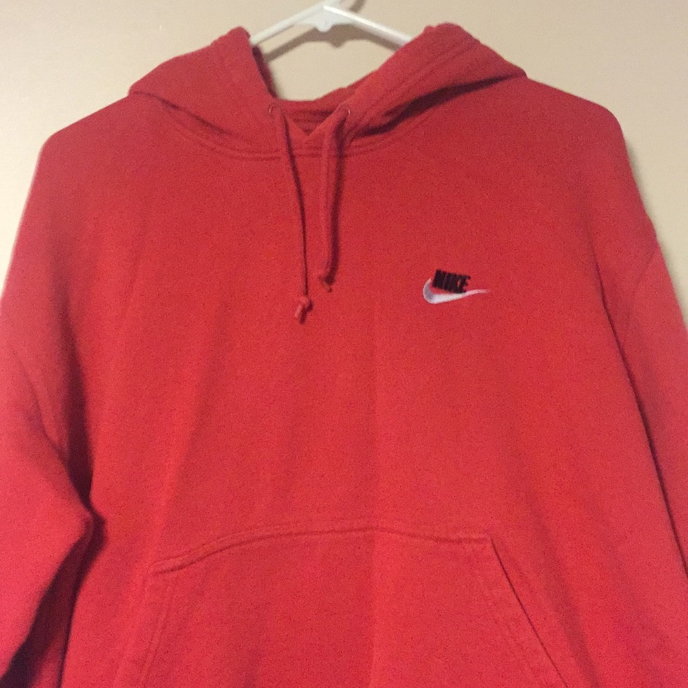 Red Nike hooded sweatshirt