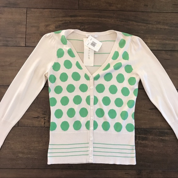 By Artisan Sweaters - By Artisan Silk Striped Polka Dot Sweater
