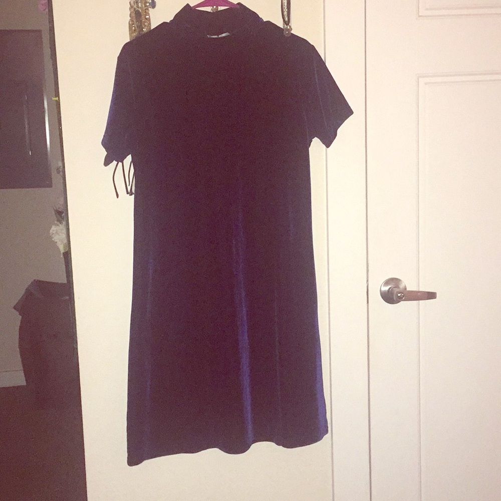 Navy blue velvet dress