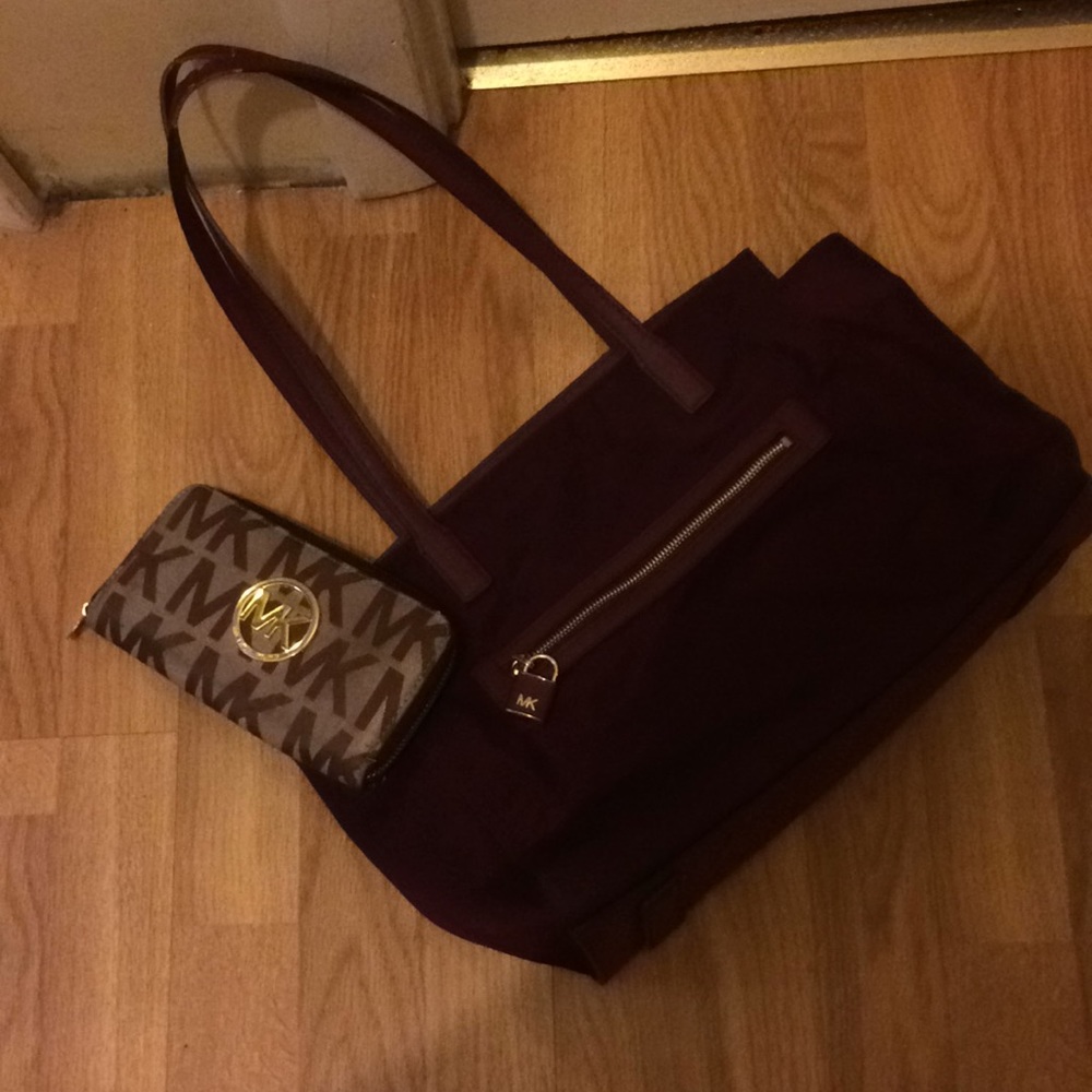 Michael Kors Burgundy handbag and wallet