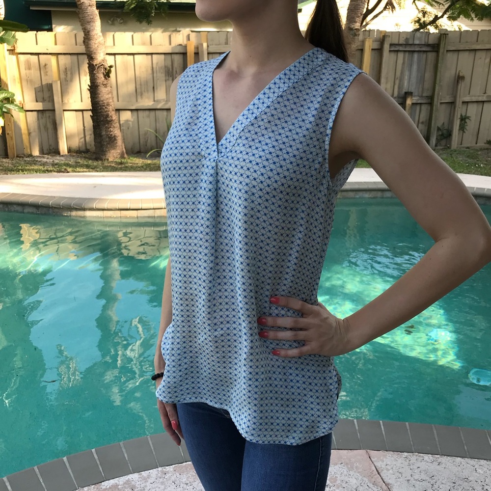 Blue printed top