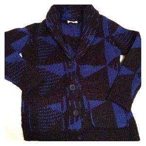 Button up patterned blue sweater