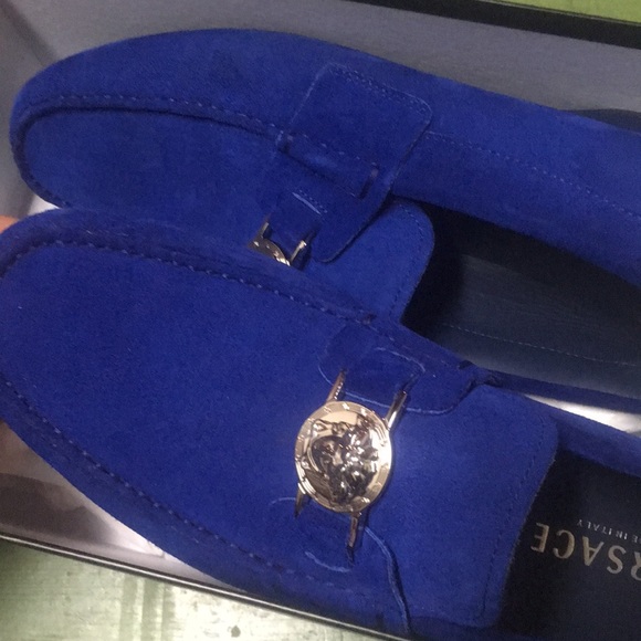 Versace size 9 blue suede dress shoes main image 5